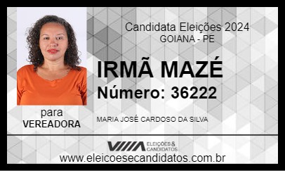 Candidato IRMÃ MAZÉ 2024 - GOIANA - Eleições