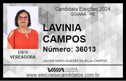 Candidato LAVINIA CAMPOS 2024 - GOIANA - Eleições