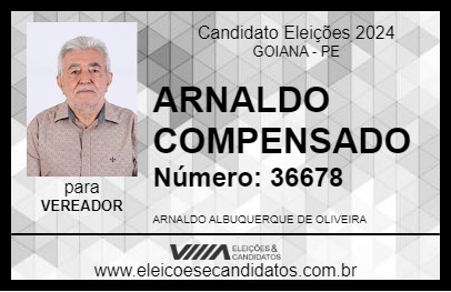 Candidato ARNALDO COMPENSADO 2024 - GOIANA - Eleições