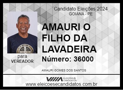 Candidato AMAURI O FILHO DA LAVADEIRA 2024 - GOIANA - Eleições