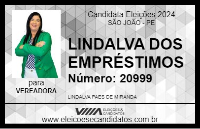 Candidato LINDALVA DOS EMPRÉSTIMOS 2024 - SÃO JOÃO - Eleições