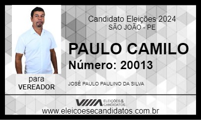 Candidato PAULO CAMILO 2024 - SÃO JOÃO - Eleições