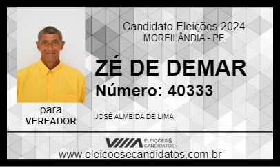 Candidato ZÉ DE DEMAR 2024 - MOREILÂNDIA - Eleições