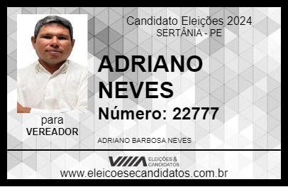 Candidato ADRIANO NEVES  2024 - SERTÂNIA - Eleições