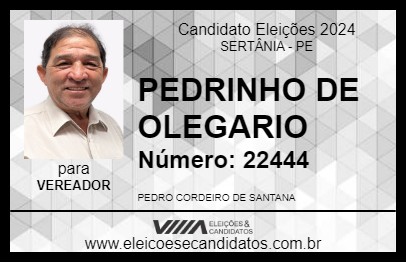 Candidato PEDRINHO DE OLEGARIO 2024 - SERTÂNIA - Eleições