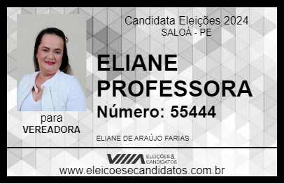 Candidato ELIANE PROFESSORA 2024 - SALOÁ - Eleições