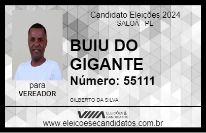 Candidato BUIU DO GIGANTE 2024 - SALOÁ - Eleições