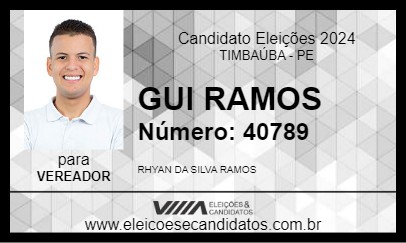 Candidato GUI RAMOS 2024 - TIMBAÚBA - Eleições