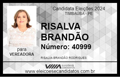 Candidato RISALVA BRANDÃO 2024 - TIMBAÚBA - Eleições