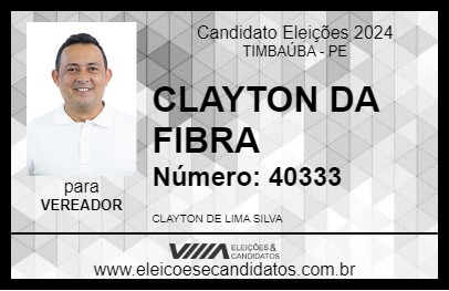 Candidato CLAYTON DA FIBRA 2024 - TIMBAÚBA - Eleições