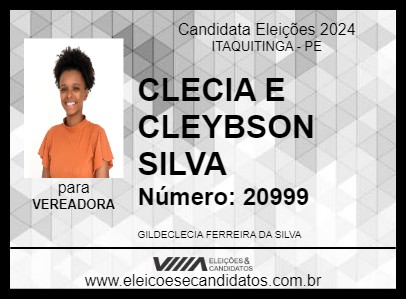 Candidato CLÉCIA DE CLEYBSON SILVA 2024 - ITAQUITINGA - Eleições