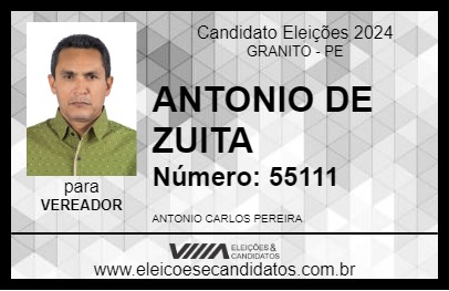 Candidato ANTONIO DE ZUITA 2024 - GRANITO - Eleições