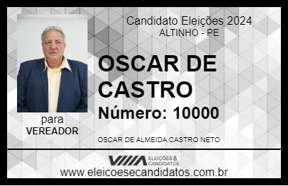 Candidato OSCAR DE CASTRO 2024 - ALTINHO - Eleições