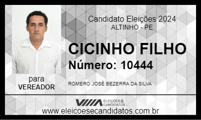 Candidato CICINHO FILHO 2024 - ALTINHO - Eleições