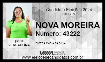 Candidato NOVA MOREIRA 2024 - EXU - Eleições