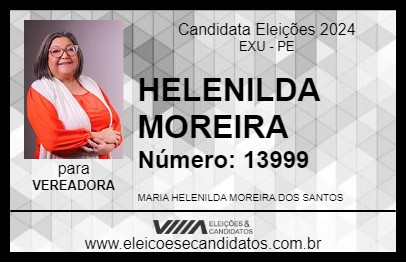 Candidato HELENILDA MOREIRA 2024 - EXU - Eleições