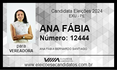 Candidato ANA FÁBIA 2024 - EXU - Eleições