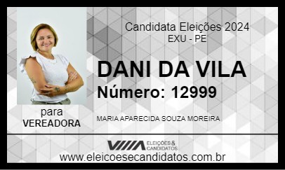 Candidato DANI DA VILA 2024 - EXU - Eleições