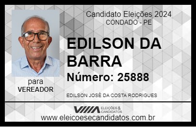 Candidato EDILSON DA BARRA 2024 - CONDADO - Eleições