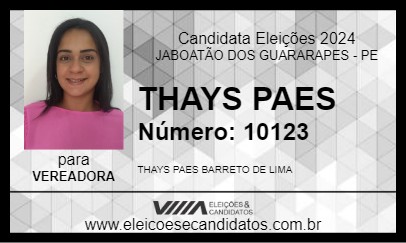 Candidato THAYS PAES 2024 - JABOATÃO DOS GUARARAPES - Eleições