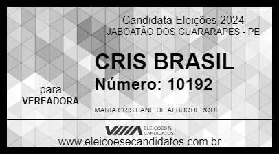 Candidato CRIS BRASIL 2024 - JABOATÃO DOS GUARARAPES - Eleições