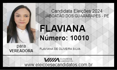 Candidato FLAVIANA 2024 - JABOATÃO DOS GUARARAPES - Eleições