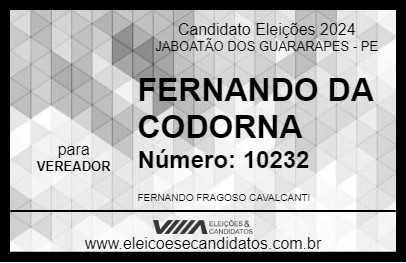 Candidato FERNANDO DA CODORNA 2024 - JABOATÃO DOS GUARARAPES - Eleições