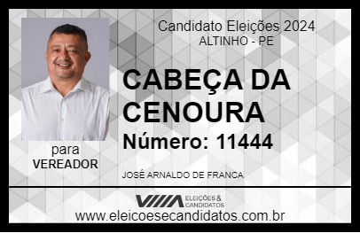 Candidato CABEÇA DA CENOURA 2024 - ALTINHO - Eleições