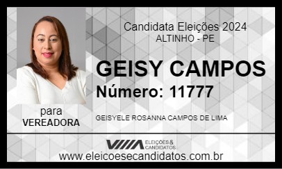 Candidato GEISY CAMPOS 2024 - ALTINHO - Eleições