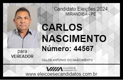 Candidato CARLOS NASCIMENTO 2024 - MIRANDIBA - Eleições