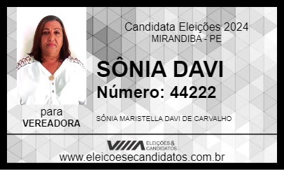 Candidato SÔNIA DAVI 2024 - MIRANDIBA - Eleições