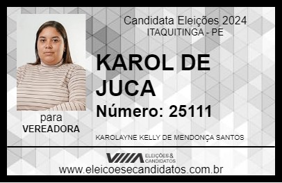 Candidato KAROL DE JUCA 2024 - ITAQUITINGA - Eleições