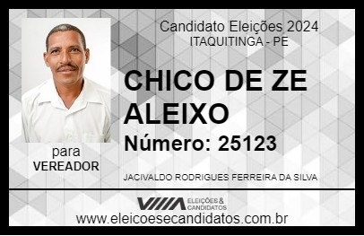 Candidato CHICO DE ZE ALEIXO 2024 - ITAQUITINGA - Eleições