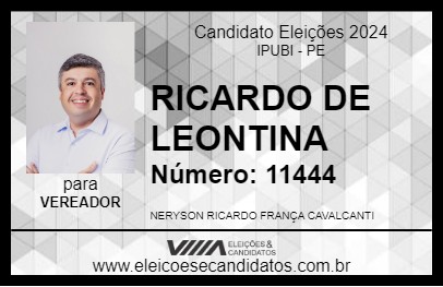 Candidato RICARDO CAVALCANTI 2024 - IPUBI - Eleições