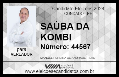 Candidato SAÚBA DA KOMBI 2024 - CONDADO - Eleições