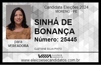 Candidato SINHÁ DE BONANÇA 2024 - MORENO - Eleições