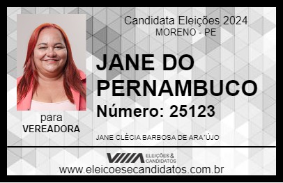 Candidato JANE DO PERNAMBUCO 2024 - MORENO - Eleições