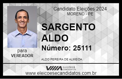 Candidato SARGENTO ALDO 2024 - MORENO - Eleições