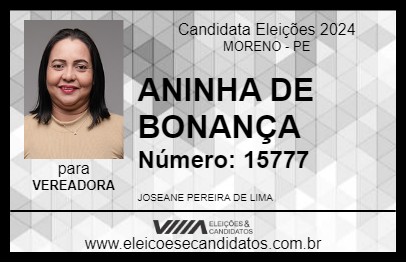 Candidato ANINHA DE BONANÇA 2024 - MORENO - Eleições