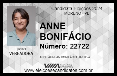 Candidato ANNE BONIFÁCIO 2024 - MORENO - Eleições