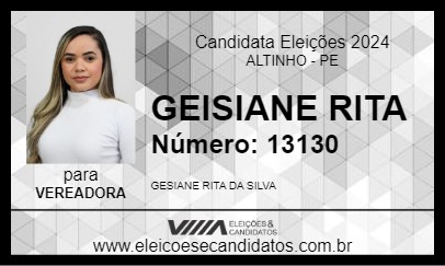 Candidato GEISIANE RITA 2024 - ALTINHO - Eleições