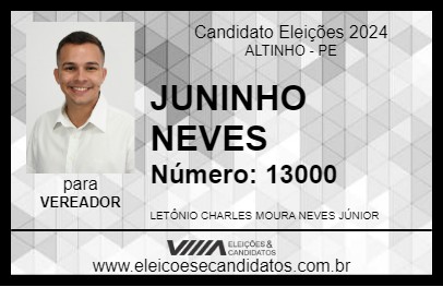 Candidato JUNINHO NEVES 2024 - ALTINHO - Eleições