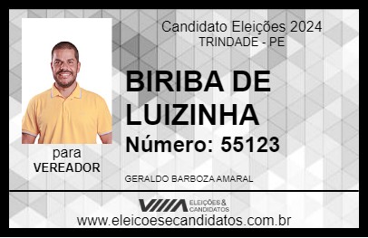 Candidato BIRIBA DE LUIZINHA 2024 - TRINDADE - Eleições