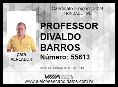 Candidato PROFESSOR DIVALDO BARROS 2024 - TRINDADE - Eleições