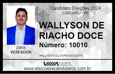 Candidato WALLYSON DE RIACHO DOCE 2024 - CARUARU - Eleições