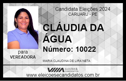 Candidato CLÁUDIA DA ÁGUA 2024 - CARUARU - Eleições