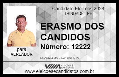 Candidato ERASMO DOS CANDIDOS 2024 - TRINDADE - Eleições