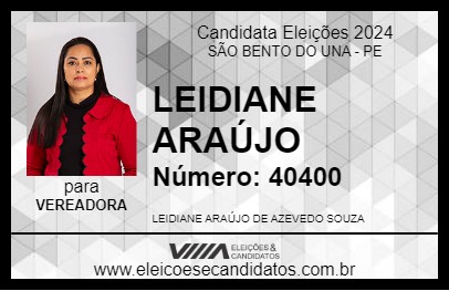 Candidato LEIDIANE ARAÚJO 2024 - SÃO BENTO DO UNA - Eleições