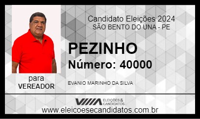 Candidato PEZINHO 2024 - SÃO BENTO DO UNA - Eleições