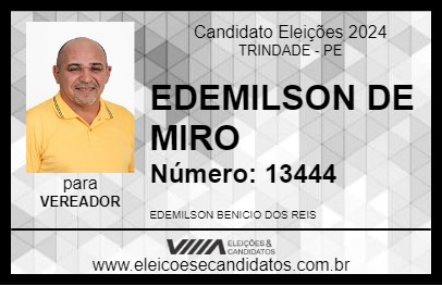 Candidato EDEMILSON DE MIRO 2024 - TRINDADE - Eleições